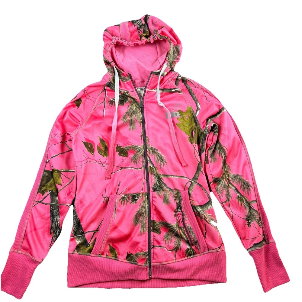 Realtree Girl Hoodie Pink Camo Full Zip Girls Size M Outdoor Hunting Style‎